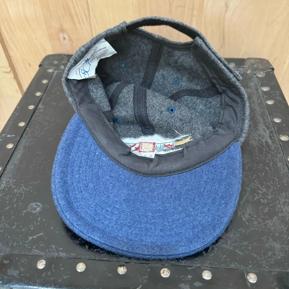 Vintage 80s Steamboat Ski Resort Wool Hat Trucker Adjustable Cap Gray Blue